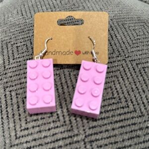 Pink Handmade Block Earrings